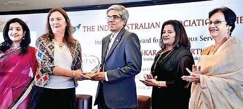 Dr Bhaskar Ramamurthi, director, Indian Institute of  Technology, Madras was conferred the Indo-Australian Award for Meritorious Service 2019  D Sampathkumar