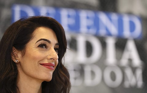 International human rights lawyer Amal Clooney attends a Foreign Ministers G7 meeting in Dinard, Brittany