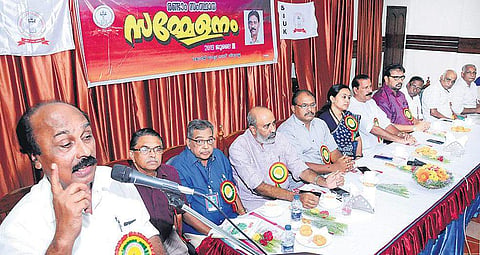 Revenue Minister  E Chandrasekharan inaugurating the second state conference of  Senior Journalists’ Union- Kerala at Tiruvalla  on Monday  I SHAJI VETTIPURAM