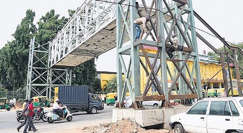 The skywalk under construction at Vasanthnagar  Vinod Kumar T