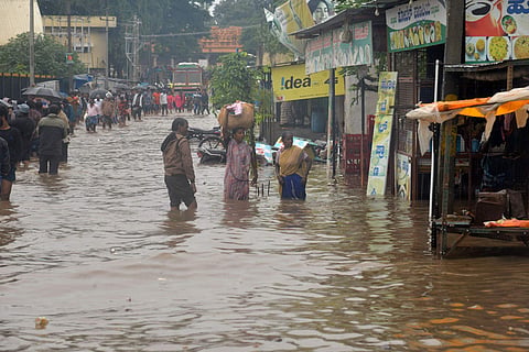 Many roads and houses in Nanjangud was inundated with floodwaters on Friday. (Udayshankara S | EPS)