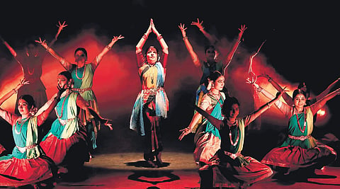 Jayalakshmi Eshwar and her troupe performing Akhandalaya: The Unvanquished Rhythm
