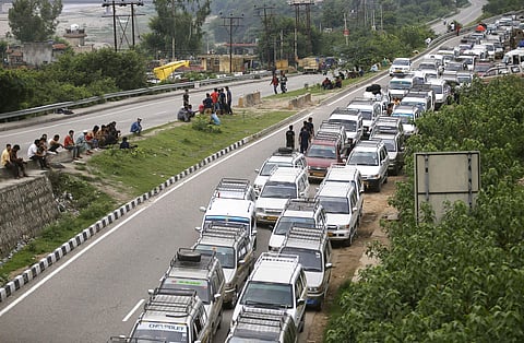 Taxis stand parked during restrictions in Jammu (File Photo | PTI)