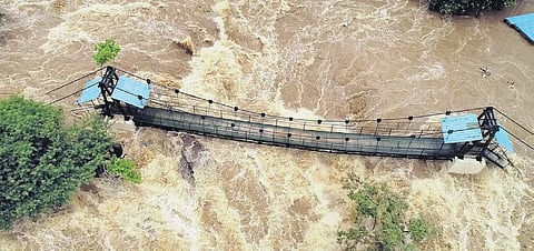 A view of Cauvery in spate at Hogenakkal. | Express Photo Services