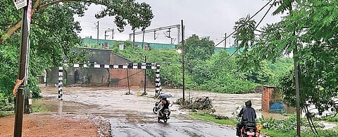 Water flowing over the culvert of Brajrajnagar tunnel road in Jharsuguda (File Photo | EPS)