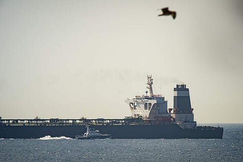 A view of the Grace 1 super tanker in the British territory of Gibraltar. (Photo | AP)