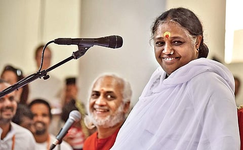 Mata Amritanandamayi Devi at the Mata Amritanandamayi Math in the city.| Express