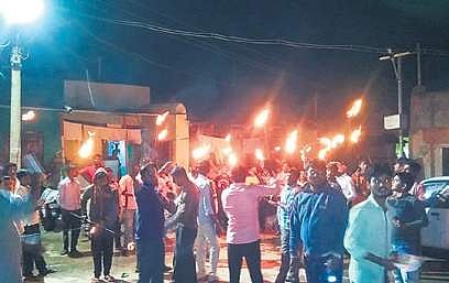 Independence Day was celebrated on August 14 night at Jakkali village near Gadag