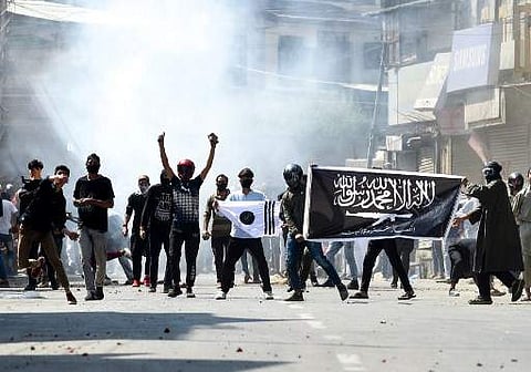 Stone pelters in Srinagar. (File photo | AFP)