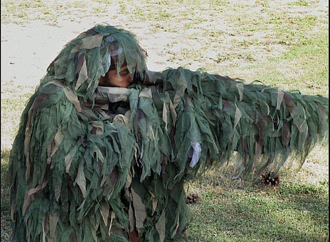An Indian army sniper takes position near the Line of Control in Rajouri (File Photo | PTI)