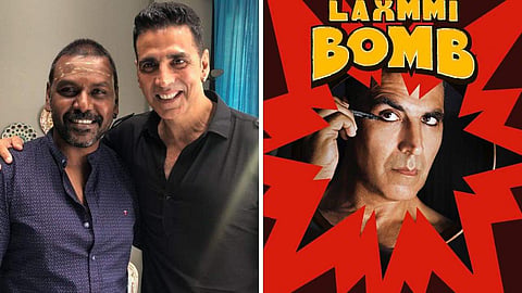 L-R: Akshay Kumar with director Raghava Lawrence; the poster of Laxmmi Bomb.