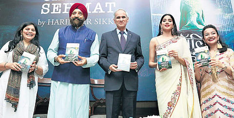 Editor-in-chief, Language Publishing, Penguin Random House India, Vaishali Mathur, author Harinder Sikka, Naval chief admiral Karmbir Singh, actress Janhvi kapoor and RJ Swati