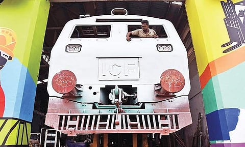 File photo of workers busy on the trains being built at the ICF at Perambur in Chennai | ASHWIN PRASATH