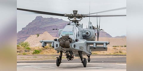Representational image of the first AH-64E Apache Guardian helicopter that was handed over to the Indian Air Force during a ceremony held at Boeing production facility in Mesa, Arizona in USA, on May 10, 2019. 
