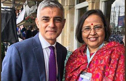 Indian High Commissioner to UK Ruchi Ghanashyam with London Mayor Sadiq Khan. (Photo | @RuchiGhanashyam, Twitter)