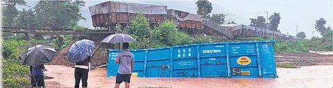 Derailed wagon of the ill-fated goods train (Photo |EPS)