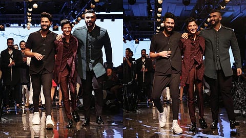 Designer Kunal Rawal with actor Arjun Kapoor and his nephew Jahaan Kapoor at the Lakme Fashion Week in August 2019. (Photo | AFP)
