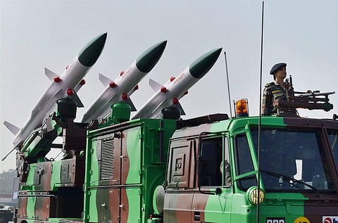 Akash Missile System on display at the Army Day parade in New Delhi. | (File | PTI)