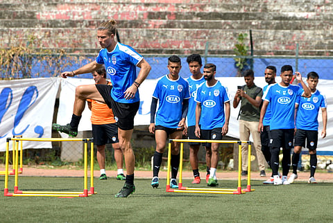 BFC players during a practice session in Bengaluru on Friday. (Photo | Meghana Sastry, EPS)