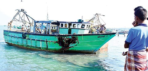 A fishing boat from Rameswaram that was allegedly damaged by Sri Lankan Navy in the past. (File Photo | EPS)