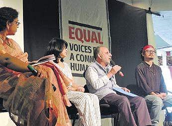 The poet addressed the audience  at a fest held at Ranga Shankara