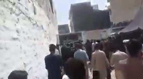 Riots broke out in Pakistan's Sindh province after a school principal from the minority Hindu community was booked on charges of alleged blasphemy. Visuals showing riots. (Photo | Twitter Screengrab)