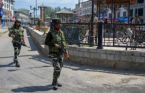 Security forces patrolling Kashmir Valley. (Photo| PTI)