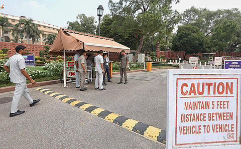 Security outside Parliament has been tightened up after a man tried to enter the premises with a knife. (Photo | Arun Kumar, EPS)