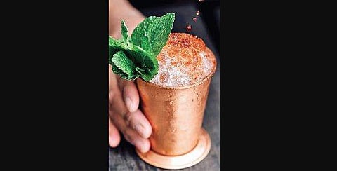 Drinking water from copper glass improves health and also neutralises the toxins present in the body.