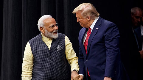 PM Narendra Modi with Donald Trump. 