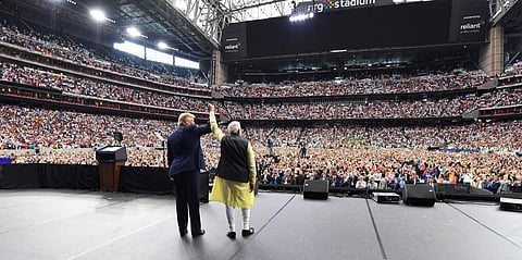 The 'Howdy Modi' event was held at NRG Stadium, Houston, and this was attended by 50000 people. It has been termed as one of the largest ever receptions received by a foreign leader in US.  (Photo | Narendra Modi Twitter)