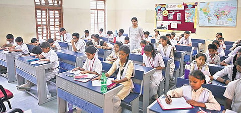 Students at RPVV, Lajpat Nagar, which has been ranked number 5 in India by online portal Education World | ( Photo | Shekhar Yadav )