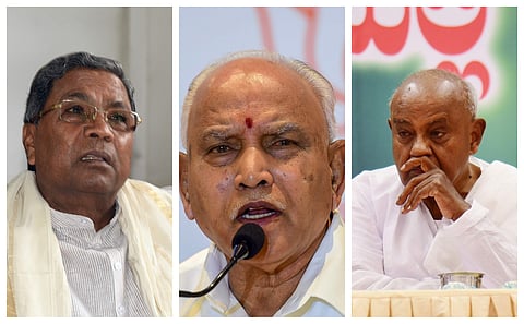Congress leader Siddaramaiah (L), Karnataka CM BS Yediyurappa (C) and JDS supremo HD Devegowda. | (File | Agencies)