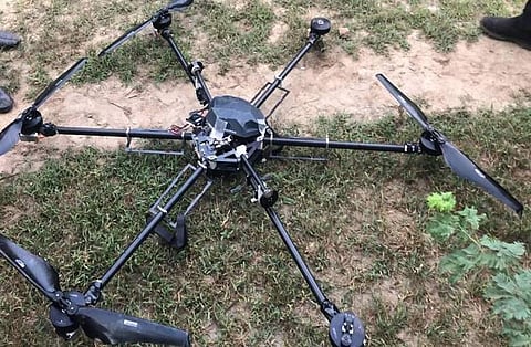 Hexacopter drone recovered by Punjab police near Indo-Pak border.
