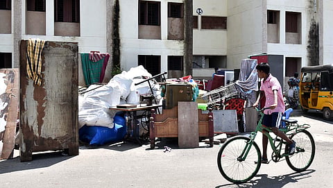 Young boy cycles through the streets of Perumbakkam.  Express / P Jawahar