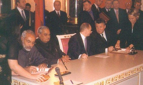 Then Gujarat CM Narendra Modi at the India-Russia Summit of November 2001. (Photo | @narendramodi, Twitter)