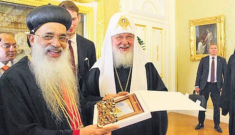 Head of Malankara Orthodox Syrian Church Baselios Marthoma Paulose II with Patriarch Kirill, head of the  Russian Orthodox Church | Express