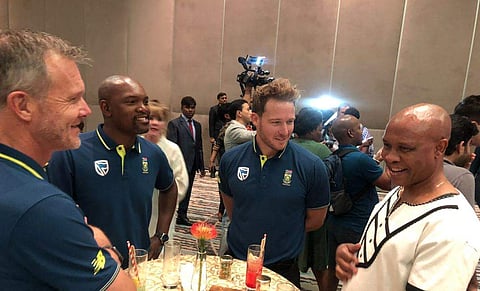 Cricket South Africa (CSA) on Monday tweeted images of the team members at the High Commission.