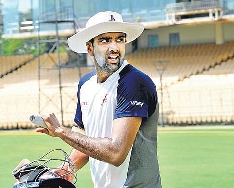 R Ashwin during a training session in Chennai on Friday. (Photo| EPS/D SAMPATHKUMAR)