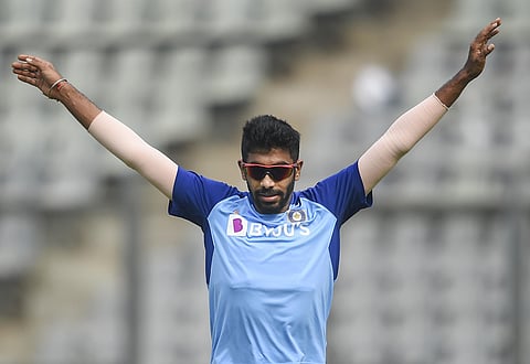 Indian player Jasprit Bumrah during a training session ahead of the first one day international cricket match against Australia at Wankhede Stadium in Mumbai. (Photo | PTI)