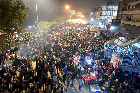 Protestors during a demonstration against Citizenship Amendment Act and NRC at Shaheen Bagh in New Delhi. (File Photo | PTI)