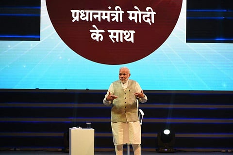 Prime Minister Narendra Modi interacts with students during the 2018 'Pareeksha pe charcha' programme (File Photo: EPS/Parveen Negi)