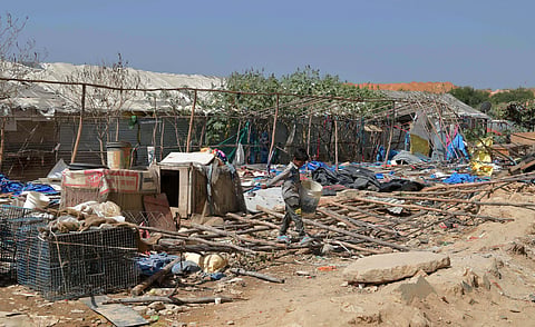 A lot of sheds which are homes for a lot of people from other parts of Karnataka in a settlement near Kariyammana Agrahara next to Sakra Hospital have been demolished despite them having all the documents in Bengaluru on Monday. (Photo | Meghana Sastry/EP