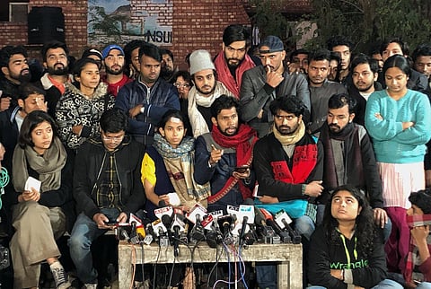 JNUSU President Aishe Ghosh with other office bearers. (File Photo | Arun Kumar, EPS)