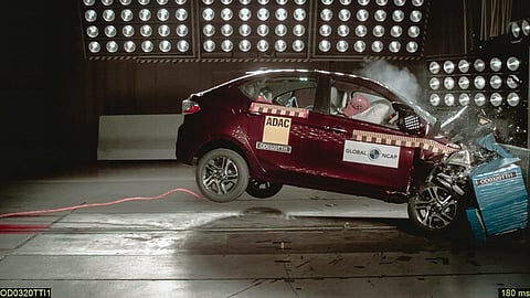 Tata Tigor being tested for front impact crash