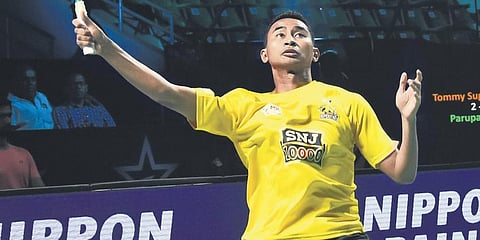 Indonesia's Tommy Sugiarto during PBL in Chennai on Wednesday. (Photo | Ashwin Prasath, EPS)