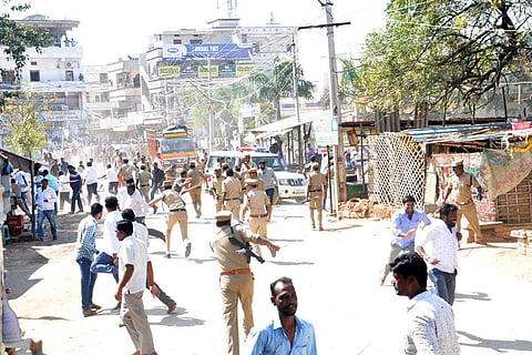 Tension gripped Choutuppal on Monday. (Photo| EPS)