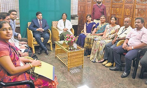 Three member medical team along with medical officers from Airport and Port inspected isolation ward at the Rajiv Gandhi Government General Hospital on Monday | martin louis
