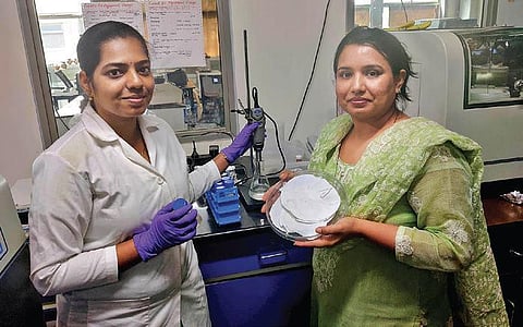 Dr Mudrika Khandelwal, associate professor, IIT Hyderabad, with her PhD student Shivakalyani Adepu (left) at a laboratory on the University campus.
