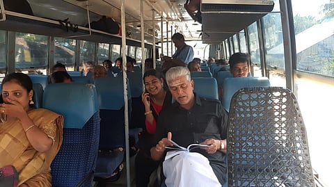 Puducherry Agriculture Minister R Kamalakannan on the way to attend the cabinet meeting  (Photo | Express)